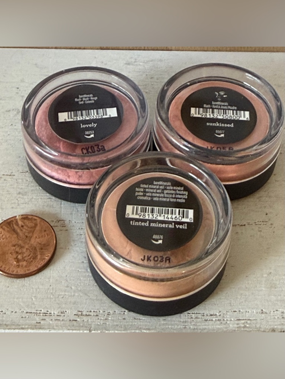 Lot x3 Bareminerals Blush LOVELY, SUNKISSED, TINTED MINERAL VEIL Powder Sealed